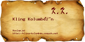 Kling Kolumbán névjegykártya
